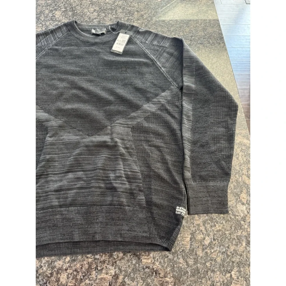 G star fusion Knit sweater Size Large Men's. NWT Black‎ Grey Hue